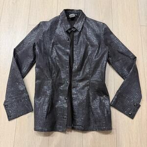 Y2K crocodile skin texture button up
